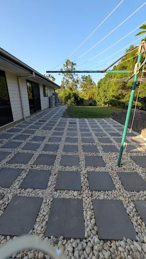 Finished paved outdoor area with stone infill